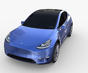 Tesla Model Y AWD Blue with chassis