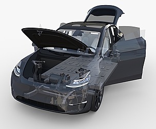 Tesla Y AWD Midnight S with interior & chassis