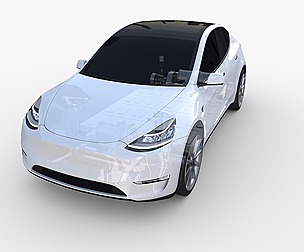 Tesla Model Y AWD White with chassis