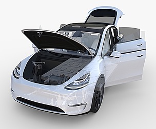 Tesla Model Y AWD White with interior and chassis