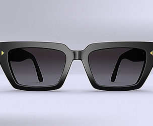 Dezi Rectangular Frame Black Sunglasses 3D model