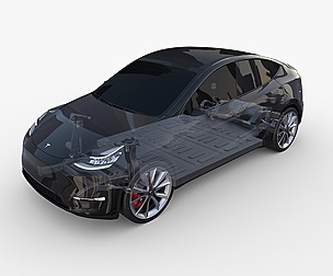 Tesla Model Y RWD Black with chassis