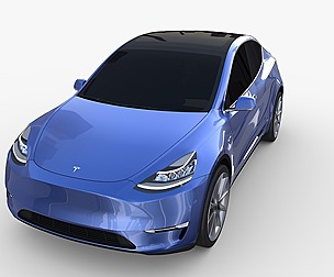 Tesla Model Y RWD Blue with chassis