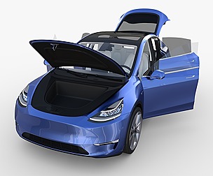Tesla Model Y RWD Blue with interior and chassis