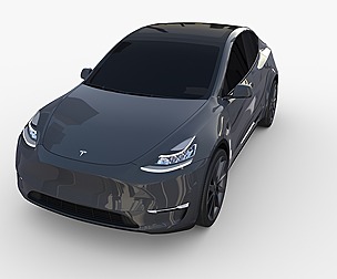 Tesla Model Y RWD Midnight Silver with chassis