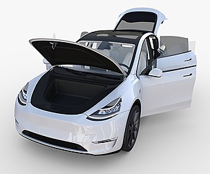 Tesla Model Y RWD White with interior and chassis