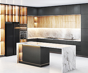 Kitchen modern Dark theme 3d model