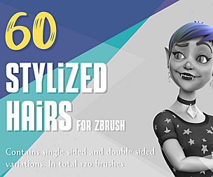 60 IMM Stylized Hairs for ZBrush