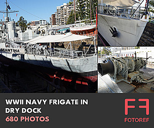 680 photos of WWII Navy Frigate in Dry Dock