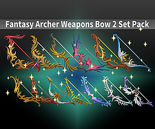 Fantasy Archer Weapons Bow 2 Set Pack