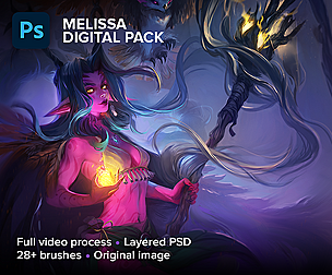Melissa. Full process (34h07m), PSD, brushes, PNG