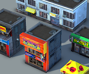 Set of Small Stores - low poly