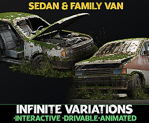 Procedural Vehicles - Sedan/Van Two Pack UE4 UE5