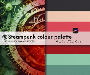 Hand-Picked Steampunk Colour Palette Pack RGB PDF with 60 Nuances for Procreate