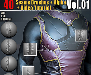40 Seams Brushes +Alpha + Video Tutorial Vol.01