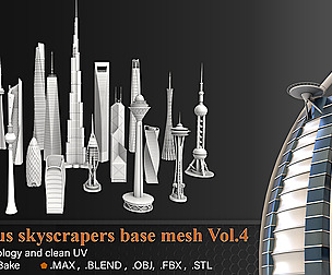 20 Famous Skyscrapers Base Mesh Vol.4