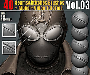 40 Seams Stitches Brushes Video Tutorial Vol.03