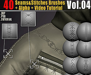 40 Seams Stitches Brushes Video Tutorial Vol04