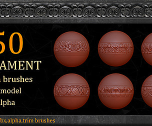 50 Ornament Trim Brushes + 3D Models + Alpha_VOL02