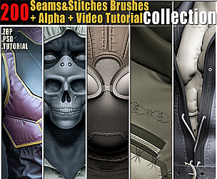 200 Seams Stitches Brushes Tutorial-Collection