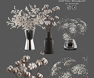 Interior Dried Flower+Gypsophila bouquet+Cotton