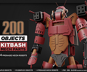 200 Objects - MECH PARTS - KITBASH - VOL 01