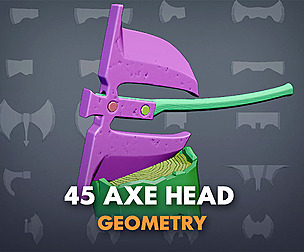 45 Axe Head Mesh, handle Zbrush (Blender)
