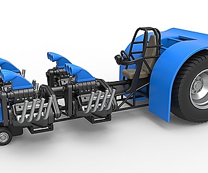 Pulling tractor with longitudinal V8 1:25