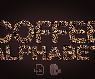 3D Coffee Beans Font and PNGs