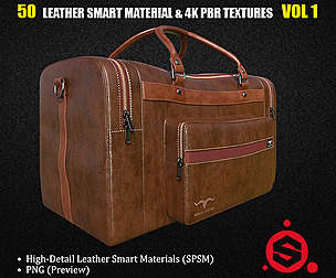 50 Leather Smart Material + 4K PBR Texture Vol 1