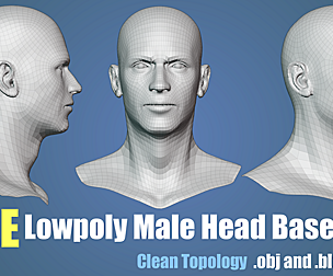 Free Lowpoly Male Head Basemesh