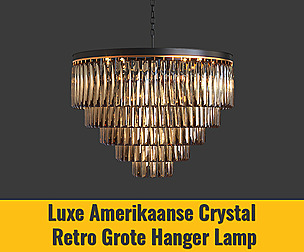 Luxe Amerikaanse Crystal Retro Grote Hanger Lamp