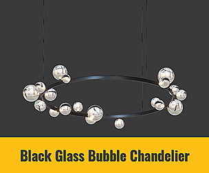 Black Glass Bubble Chandelier