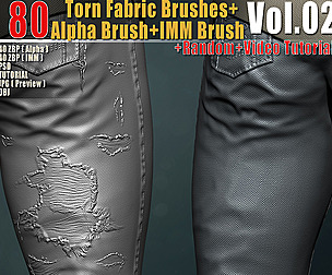 80 Torn Fabric Brushes Alpha IMM Brush Vol02