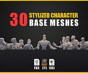 30 Stylized Character Base Meshes