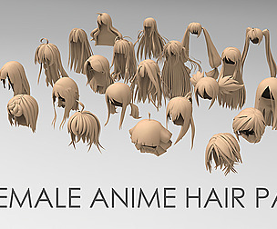 25 female anime hair pack