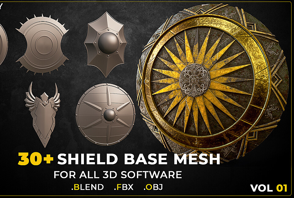 30 Shield Base Mesh Vol-01 (Game Ready)
