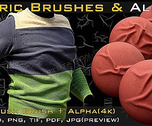 50 Fabric Brushes Compression Folds,Alpha V01