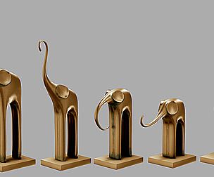 Low poly model Five elephants.