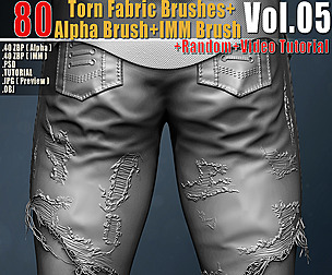 80 Torn Fabric Brushes Alpha IMM Brush Vol05