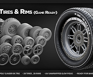 40 Tires & Rims 3D Model (Game-Ready)