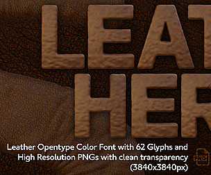 Ms Leather Opentype Color Font & PNGs