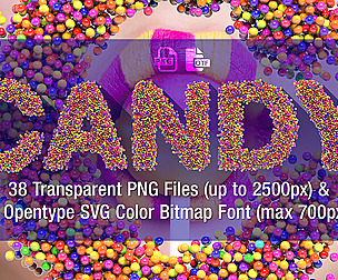 MS Candy Opentype Color Font & PNG Files