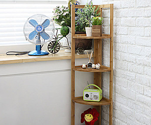 Solid wood 4-tier corner shelf