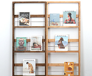 Flat wood magazine rack