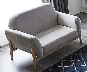 Tea tree solid wood aqua suede 2 seat sofa