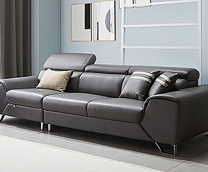 Merry 4 person moving headrest leather sofa
