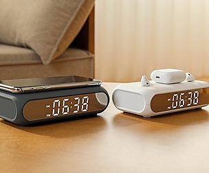 Wireless charging mood light LED table clock