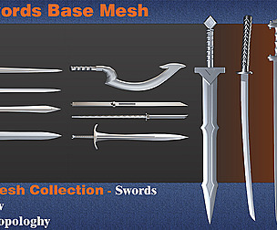 22 Assets game Swords base mesh