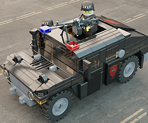 3D Lego swat truck with squad